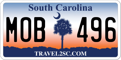 SC license plate MOB496