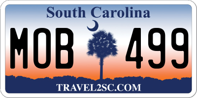 SC license plate MOB499