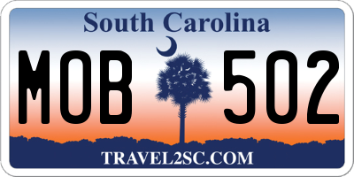 SC license plate MOB502
