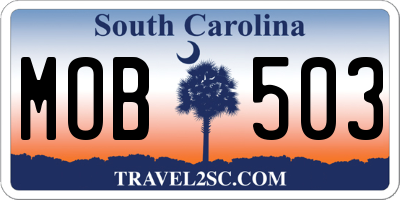 SC license plate MOB503