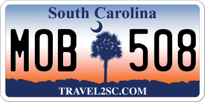 SC license plate MOB508