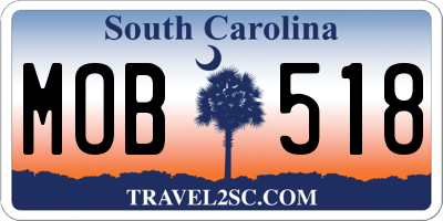 SC license plate MOB518