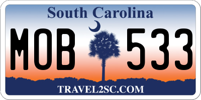 SC license plate MOB533