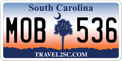 SC license plate MOB536