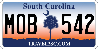 SC license plate MOB542