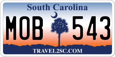 SC license plate MOB543