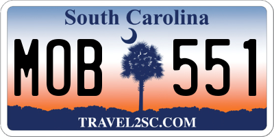 SC license plate MOB551