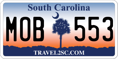 SC license plate MOB553
