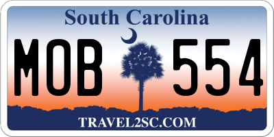 SC license plate MOB554
