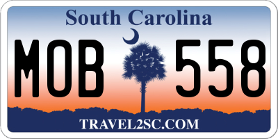 SC license plate MOB558