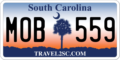 SC license plate MOB559