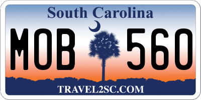 SC license plate MOB560