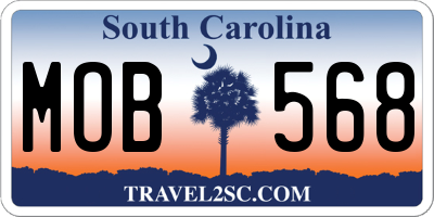SC license plate MOB568