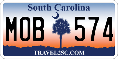 SC license plate MOB574