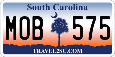 SC license plate MOB575