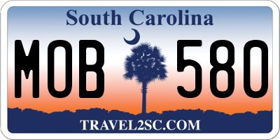 SC license plate MOB580