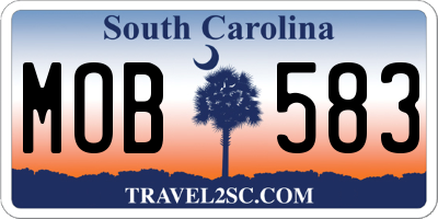 SC license plate MOB583