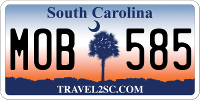 SC license plate MOB585