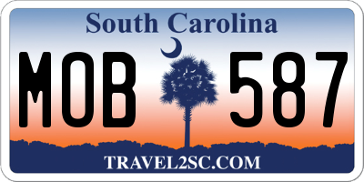 SC license plate MOB587