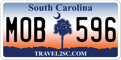 SC license plate MOB596