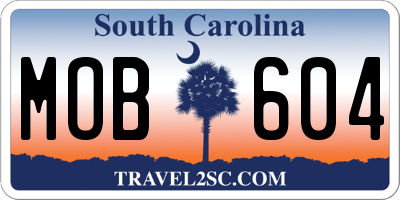 SC license plate MOB604