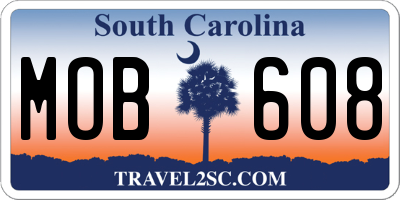 SC license plate MOB608
