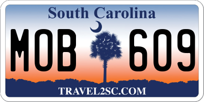 SC license plate MOB609