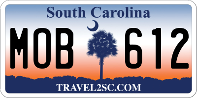 SC license plate MOB612