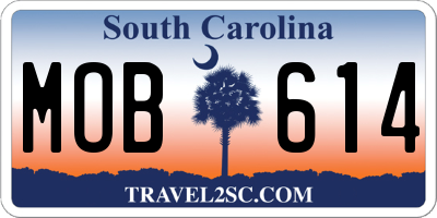 SC license plate MOB614