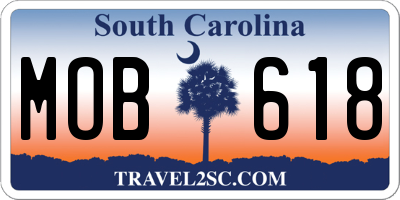 SC license plate MOB618