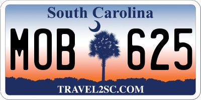 SC license plate MOB625