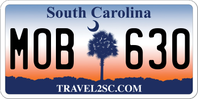SC license plate MOB630