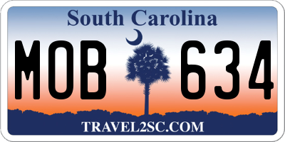 SC license plate MOB634