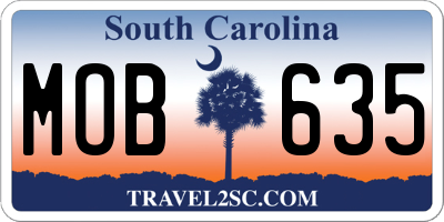 SC license plate MOB635