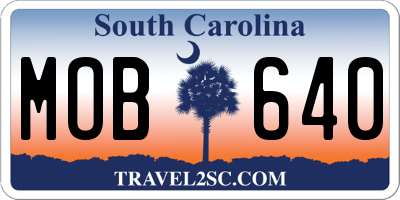 SC license plate MOB640