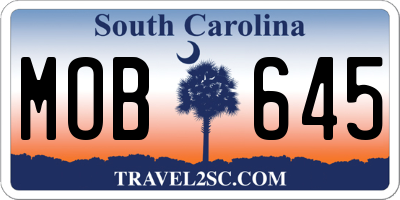 SC license plate MOB645