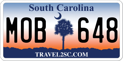 SC license plate MOB648