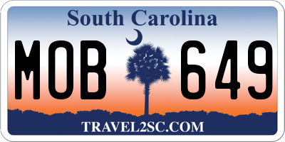 SC license plate MOB649