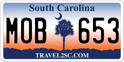 SC license plate MOB653
