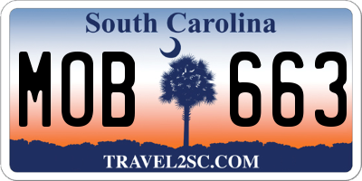 SC license plate MOB663