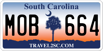 SC license plate MOB664