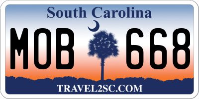 SC license plate MOB668