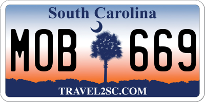 SC license plate MOB669