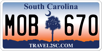 SC license plate MOB670
