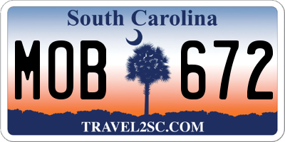 SC license plate MOB672