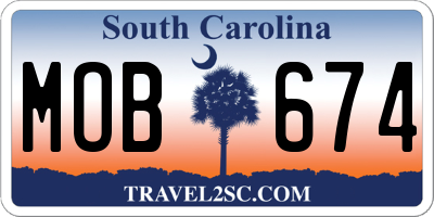 SC license plate MOB674