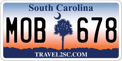 SC license plate MOB678