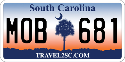 SC license plate MOB681