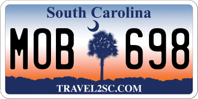 SC license plate MOB698