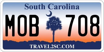 SC license plate MOB708
